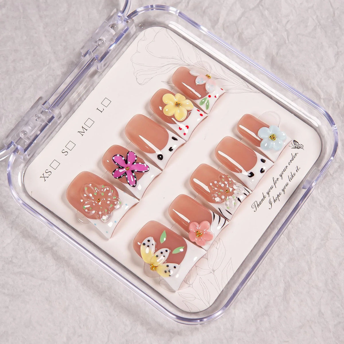Press-On Nails Floral Design Self-Adhesive