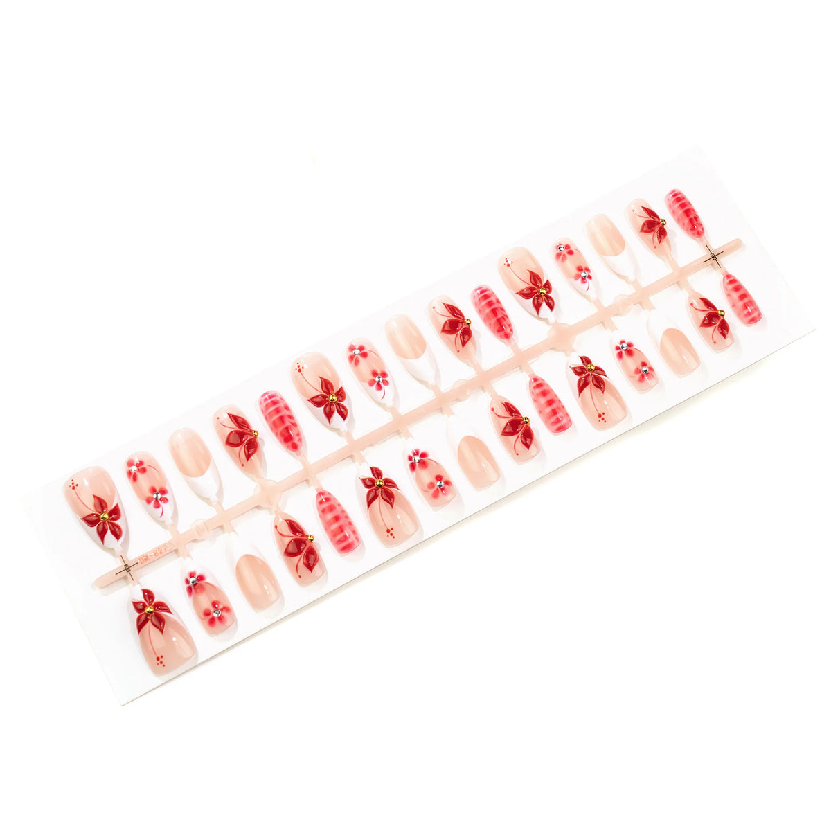 Press-On Nails Floral Design Self-Adhesive & Long-Lasting