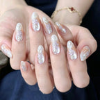 Press-On Nails Floral Design Self-Adhesive & Reusable