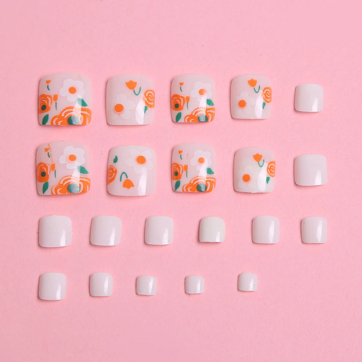 Press-On Nails Floral Design Set of 24