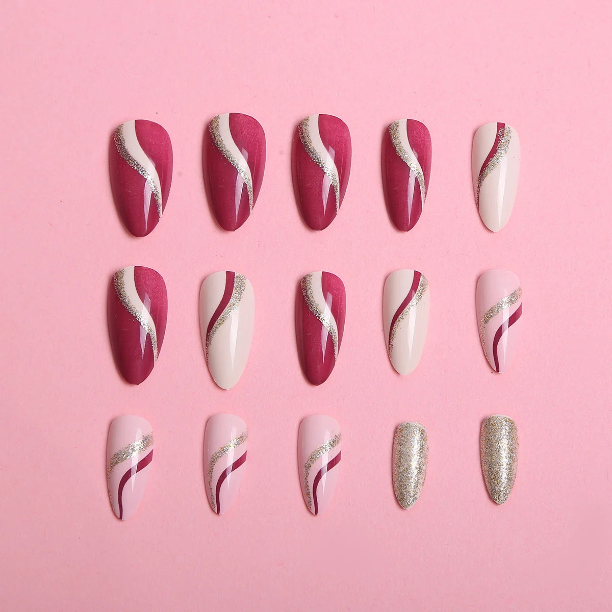 Press-On Nails Floral Design Set of 24