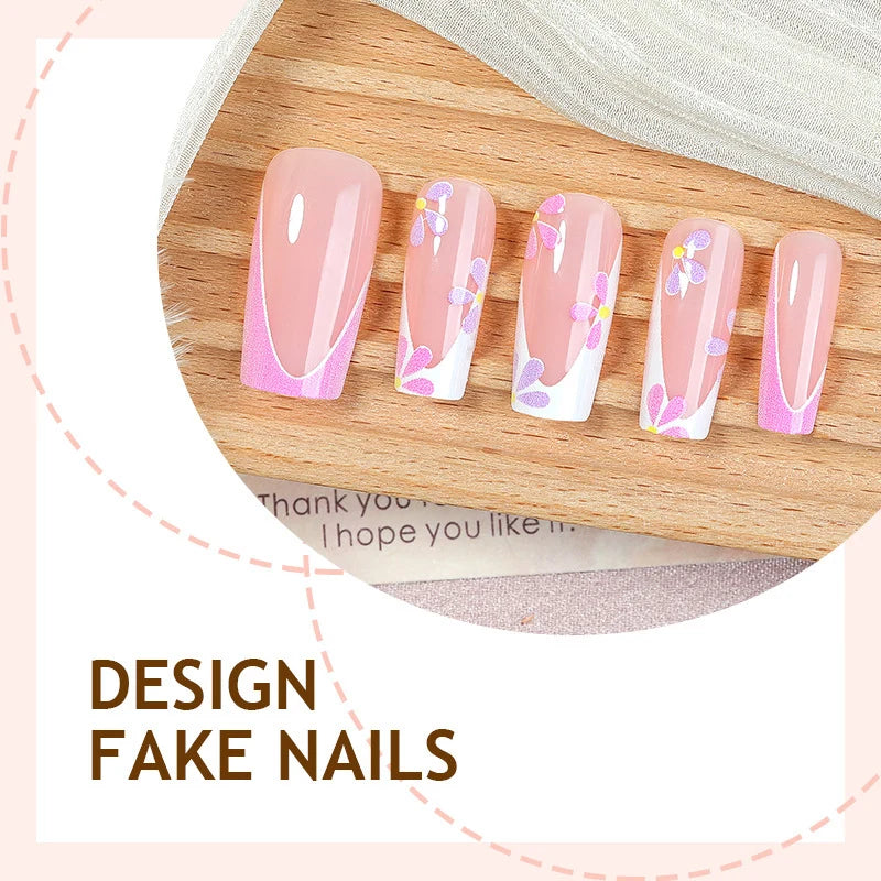 Press-On Nails Floral Design Set of 24