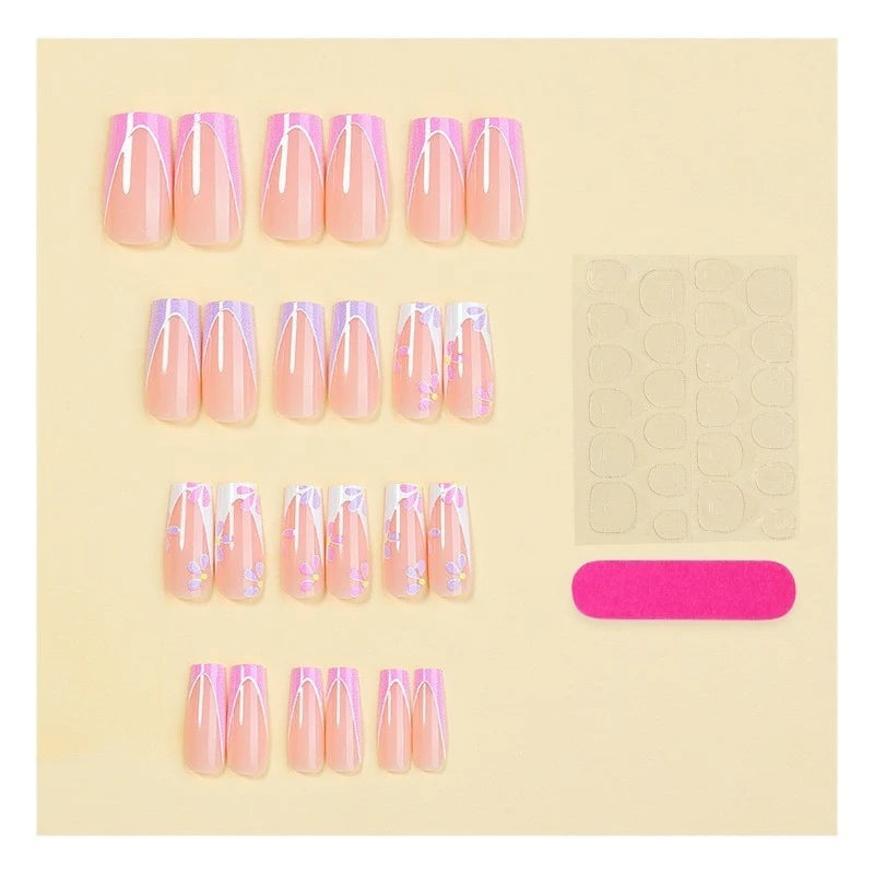 Press-On Nails Floral Design Set of 24