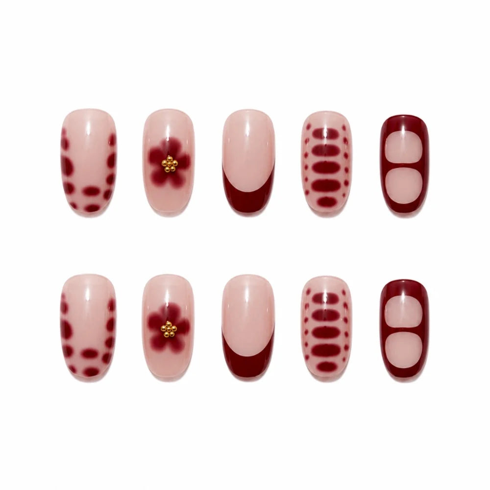Press-On Nails Floral Design Set of 24