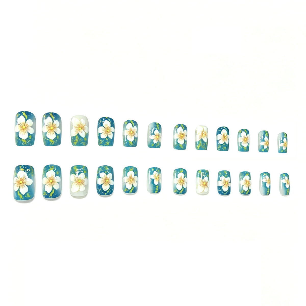 Press-On Nails Floral Design Set of 24 Easy Application