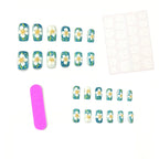 Press-On Nails Floral Design Set of 24 Easy Application