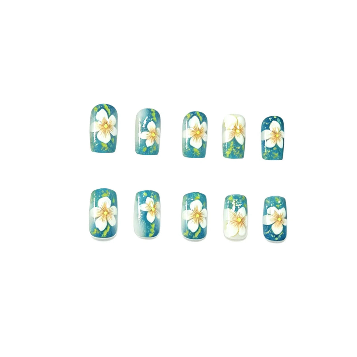 Press-On Nails Floral Design Set of 24 Easy Application