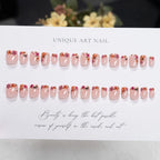 Press-On Nails Floral Design Short Almond Shape Easy Application