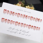 Press-On Nails Floral Design Short Almond Shape Easy Application