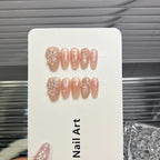 Press-On Nails Floral Design Short Oval