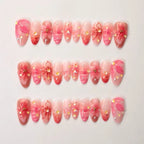 Press-On Nails Floral Design Sparkling Accents Set Of 24