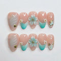 Press-On Nails Floral Design With Adhesive