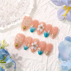 Press-On Nails Floral Design With Adhesive