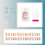 Press-On Nails Floral Design With Adhesive