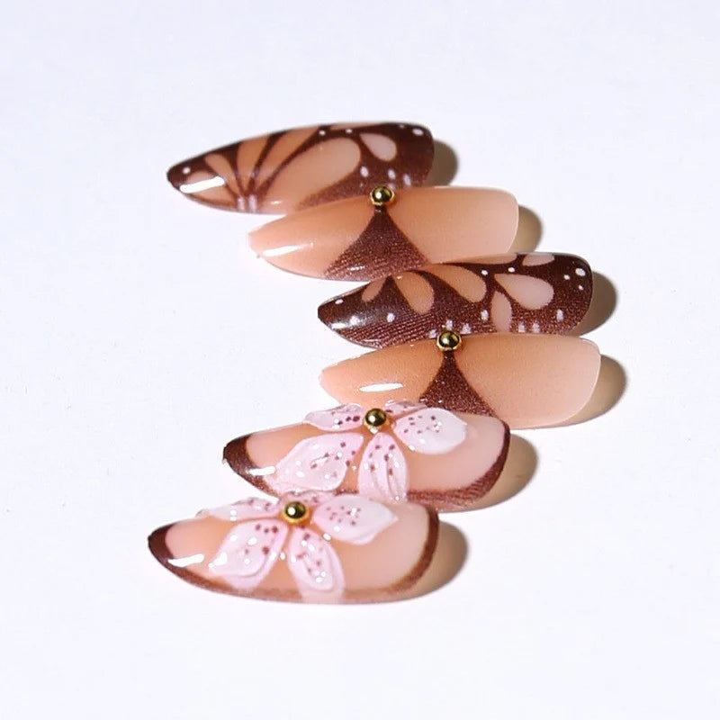 Press-On Nails Floral Designs Easy Application