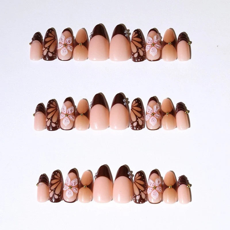 Press-On Nails Floral Designs Easy Application