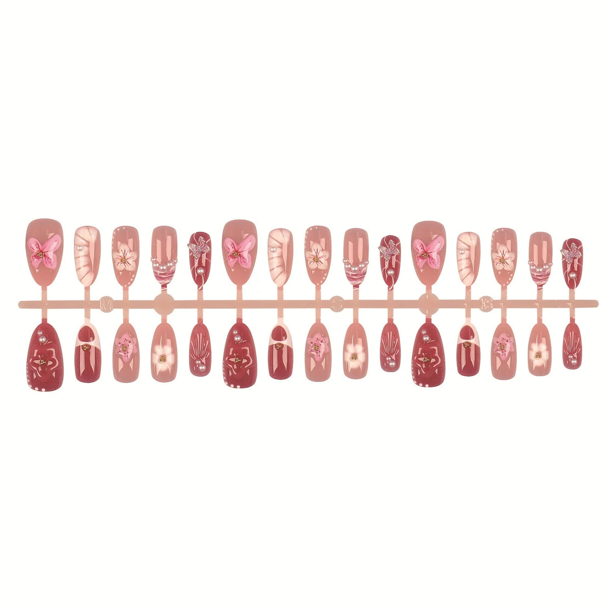 Press-On Nails Floral Embellished Easy Application & Comfortable Fit