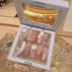 Press-On Nails Floral Embellished Easy Apply & Reusable