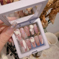 Press-On Nails Floral Embellished Easy Apply & Reusable