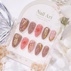 Press-On Nails Floral Embellished Glossy Finish Multiple Sizes