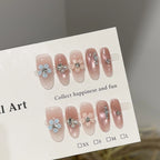 Press-On Nails Floral Embellished Glue-Free Long-Lasting Wear