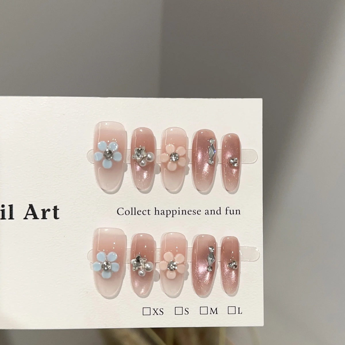 Press-On Nails Floral Embellished Glue-Free Long-Lasting Wear