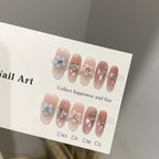 Press-On Nails Floral Embellished Glue-Free Long-Lasting Wear
