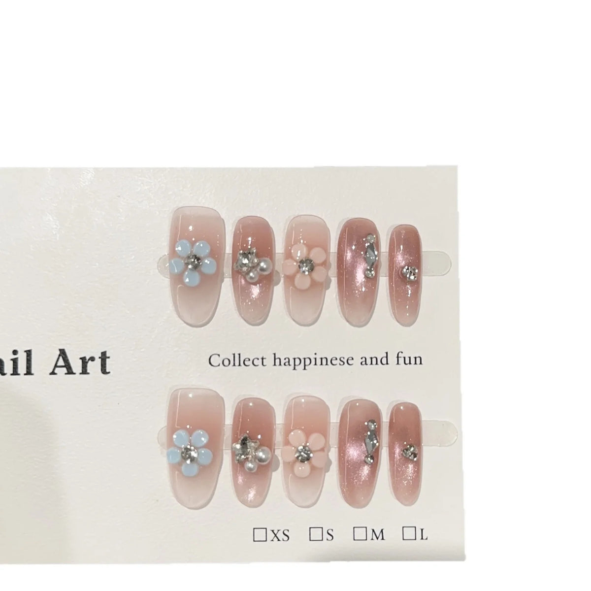 Press-On Nails Floral Embellished Glue-Free Long-Lasting Wear