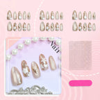 Press-On Nails Floral Embellished Long-Lasting Wear