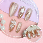 Press-On Nails Floral Embellished Long-Lasting Wear