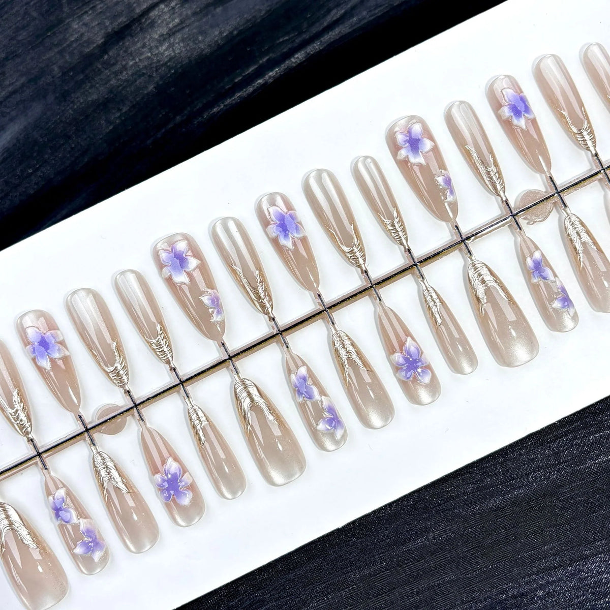 Press-On Nails Floral Embellished Peel & Press Custom Fit