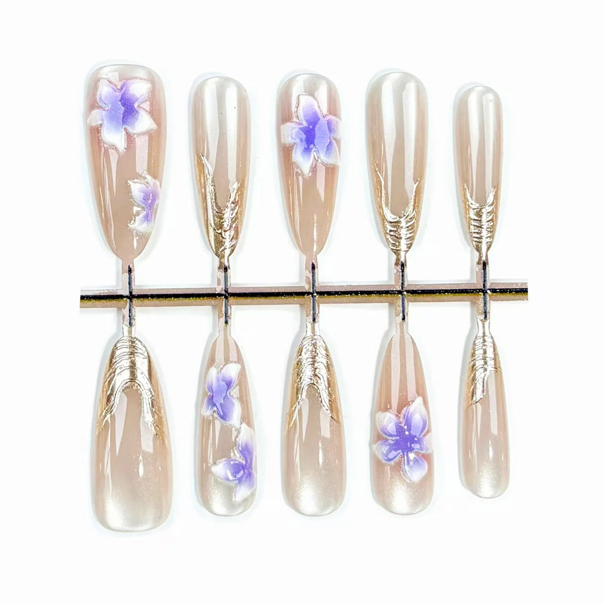 Press-On Nails Floral Embellished Peel & Press Custom Fit
