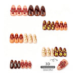 Press-On Nails Floral Embellished Peel & Stick Reusable