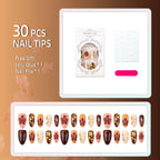 Press-On Nails Floral Embellished Peel & Stick Reusable