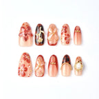 Press-On Nails Floral Embellished Red Comfortable Fit