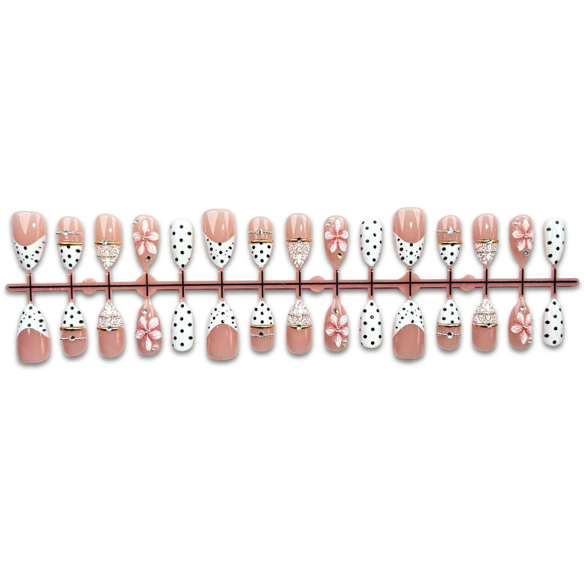 Press-On Nails Floral Embellished Reusable & Comfortable Fit