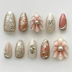 Press-On Nails Floral Embellished Reusable & Easy Application
