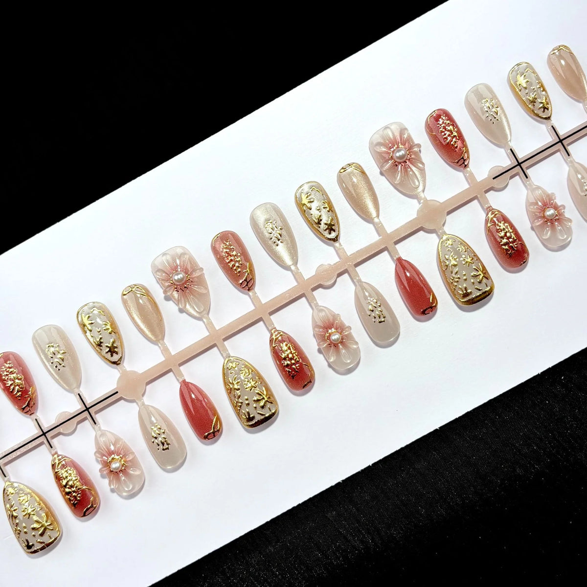 Press-On Nails Floral Embellished Reusable & Easy Application