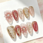 Press-On Nails Floral Embellished Reusable & Easy Application