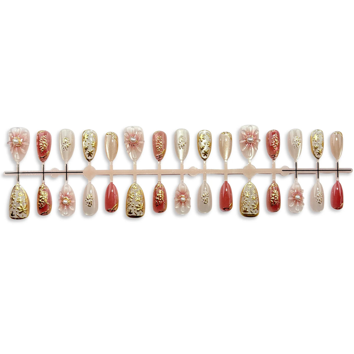Press-On Nails Floral Embellished Reusable & Easy Application