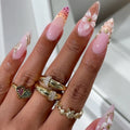Press-On Nails Floral Embellished Reusable Set With Adhesive