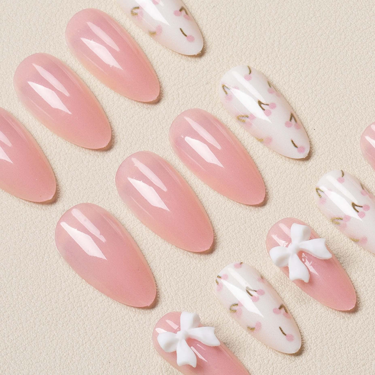 Press-On Nails Floral Embellished Self-Adhesive & Long-Lasting