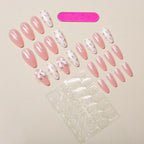 Press-On Nails Floral Embellished Self-Adhesive & Long-Lasting