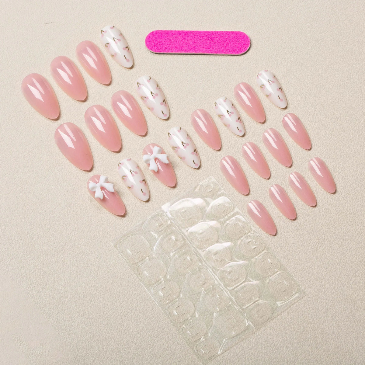 Press-On Nails Floral Embellished Self-Adhesive & Long-Lasting