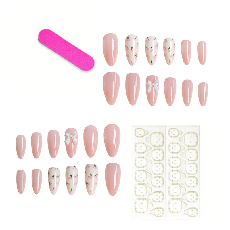 Press-On Nails Floral Embellished Self-Adhesive & Long-Lasting