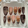 Press-On Nails Floral Embellished Self-Adhesive & Reusable