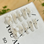 Press-On Nails Floral Embellishments & Crystal Accents
