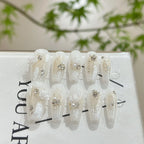 Press-On Nails Floral Embellishments & Crystal Accents