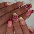 Press-On Nails Floral Embossed Long-Wear Comfort Fit
