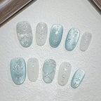 Press-On Nails Floral Embossed Quick Application & Long-Lasting